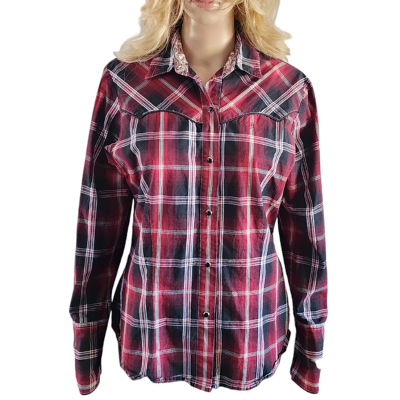 Roper long sleeve plaid western shirt,snap closure 100% cotton size M - Picture 2 of 13